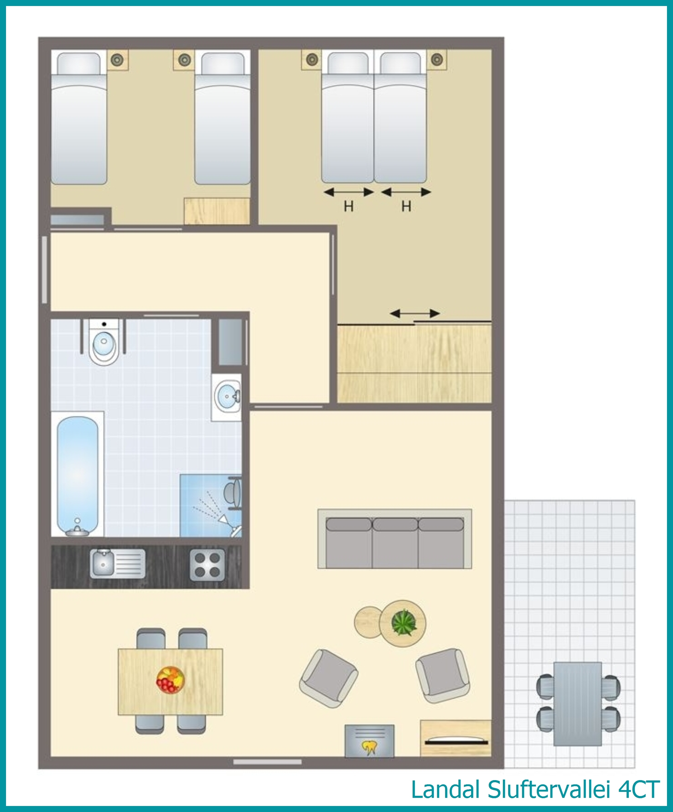 bungalow 4 personnes 4CT à Sluftervallei