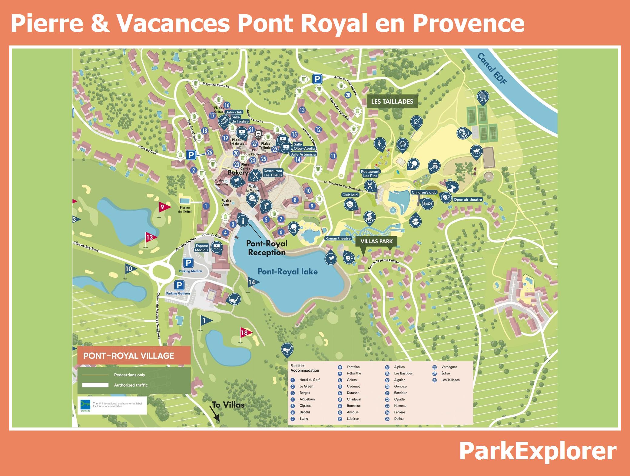 // Plattegrond van Pierre & Vacances Pont Royal en Provence ParkExplorer