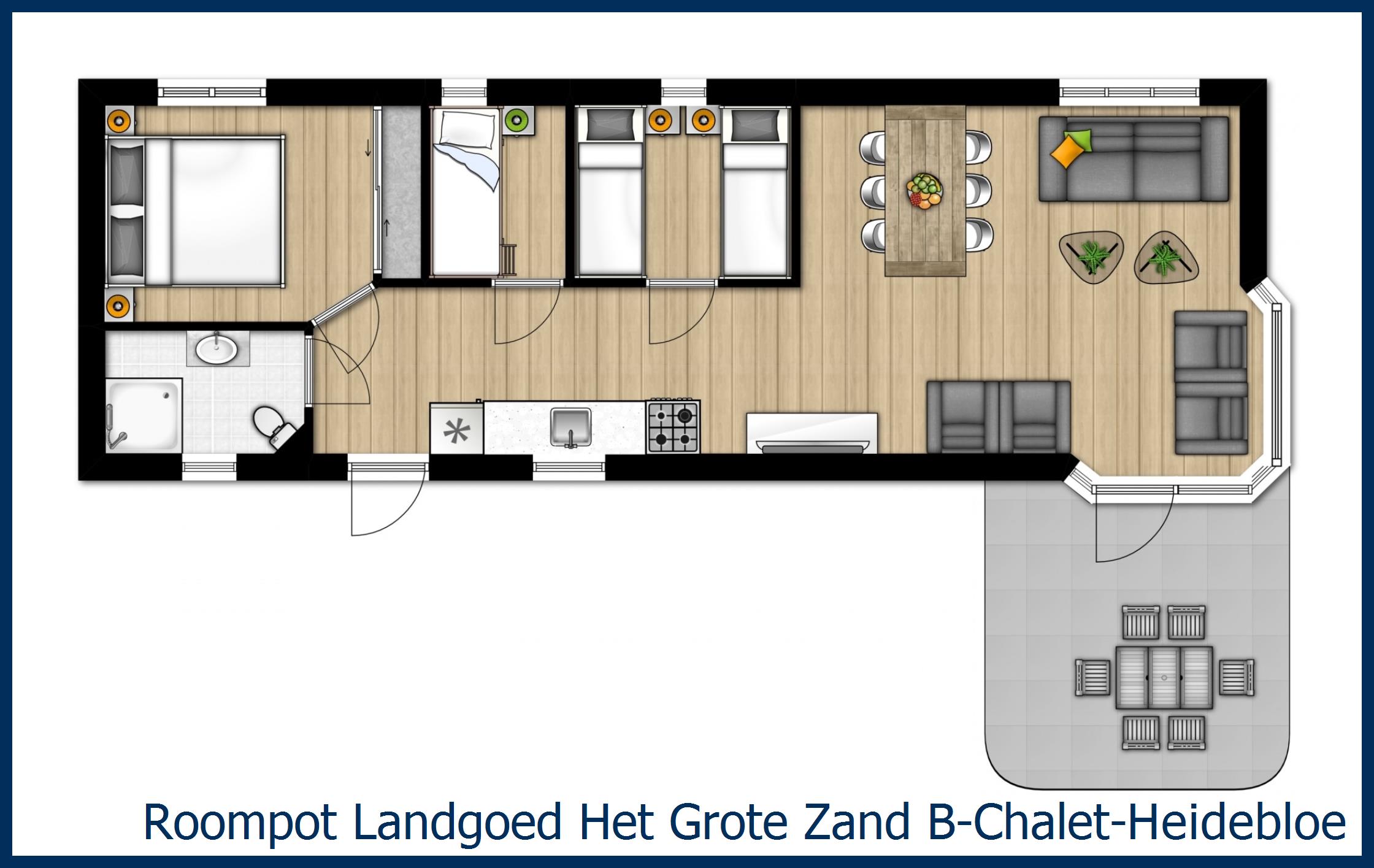 Plattegrond van Chalet B--Heidebloem-6